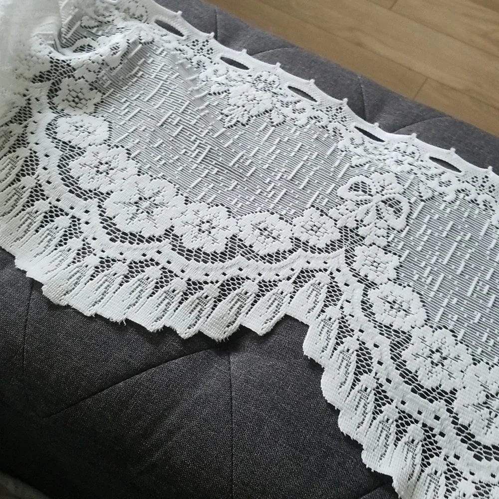 Long White Lacey Curtain Panel 96x12